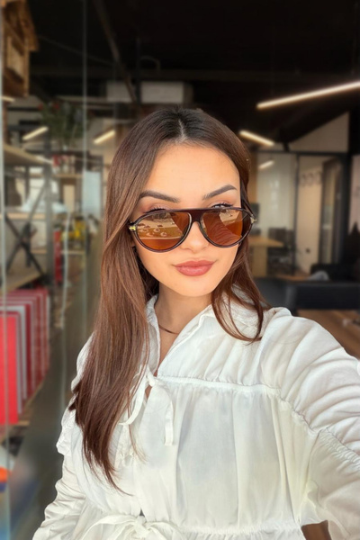 RMSMARKETİNG نظارة شمسية من طراز RMS Brown Pilot موديل Rms جلد مع حافظة - هدي...