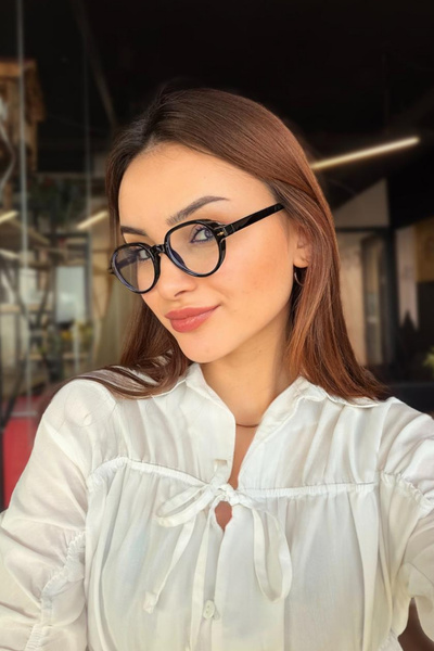 RMSMARKETİNG Transparent Glasses with Blue Light Protection and Black Frame