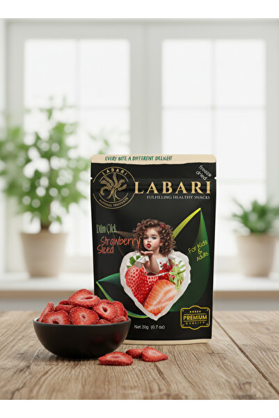 Labari شرائح فاكهة الفراولة المجففة بالتجميد 20 جرام