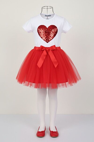 Bonnie Clyde Комплект костюм за момичета с пола от тюл и сърце 23 април - Чер...