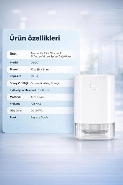 ROSE TEKNOLOJİ OTOMATİK EL DEZENFEKTAN KOLONYA SPREY MAKİNESİ 45 ML TEMASSIZ ...