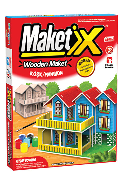 Jet Online Maketix Ahşap Köşk Boyama Maket Seti – Kendin Boya DIY Eğitici Çoc...