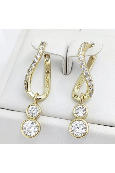 Milena 14k Gold Plated Earrings in Two Layers, Hypoallergenic, - Length 4cm