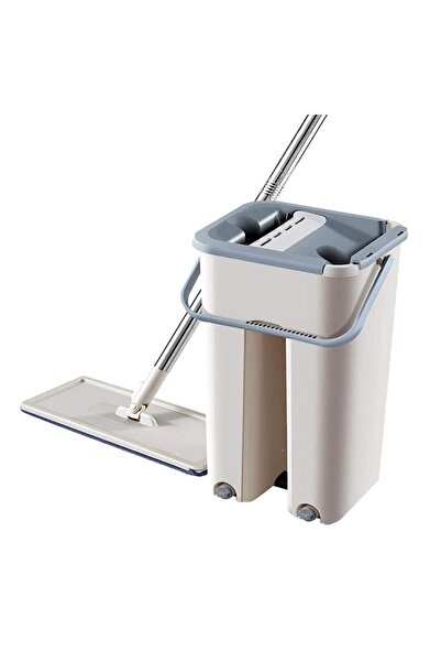 ZanaCasei Flat Mop with Dual-Chamber Bucket, Quick Wash & Dry System, Microfi...