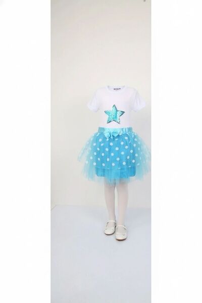 Zeta Group Момичешка синя тюлена пола със звезда, комплект 23 април Костюм - ...