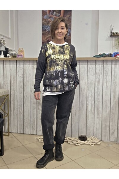 pudubutik Elastic Waist Jeans Anthracite Gray