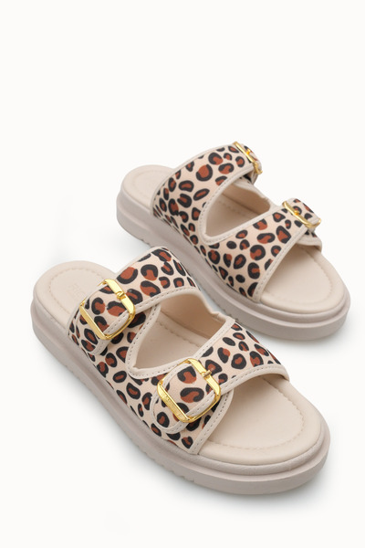 Riccon Papuci de damă cu cataramă dublă 00120401 Bej