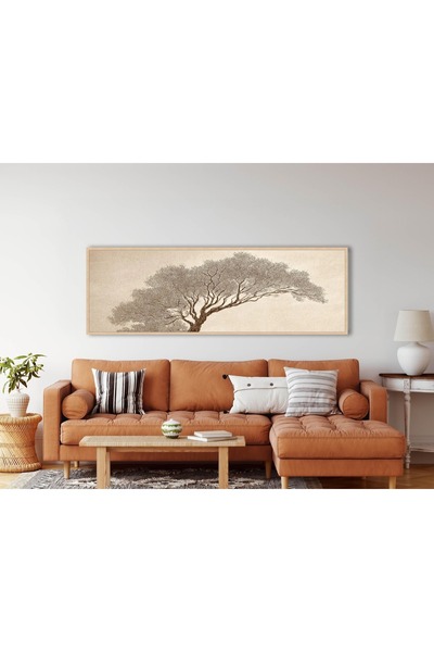woodhomeworks Tek Parça Gerçek Ahşap Yatay Panorama Çerçeveli Tablo