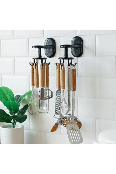 ZanaCasei Suport rotativ pentru ustensile de bucătărie cu 8 cârlige, pivotare...