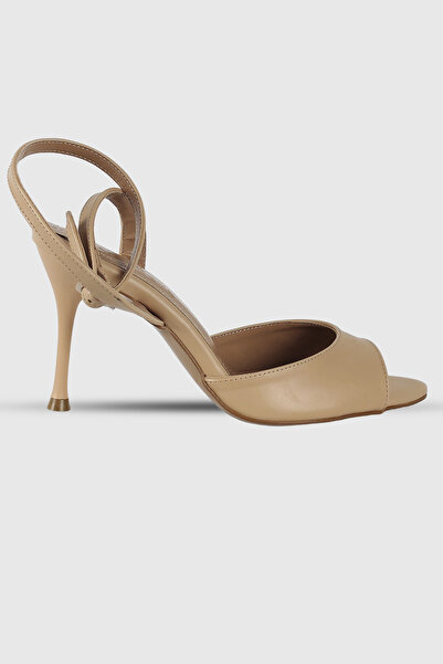 Modezya Belinda Nude Matte Ankle Strap Pointed Toe Women's Heeled Shoes