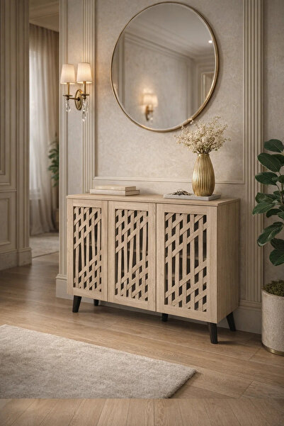 MARIA HOMES Premium Wooden Shoe Storage Cabinet with Breathable Lattice Doors...