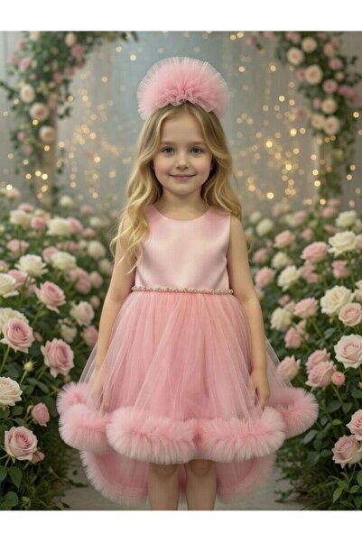 BİLGEN Style Rochie de mireasă pentru fete, cu trenă cu strasuri, pufoasă, pe...