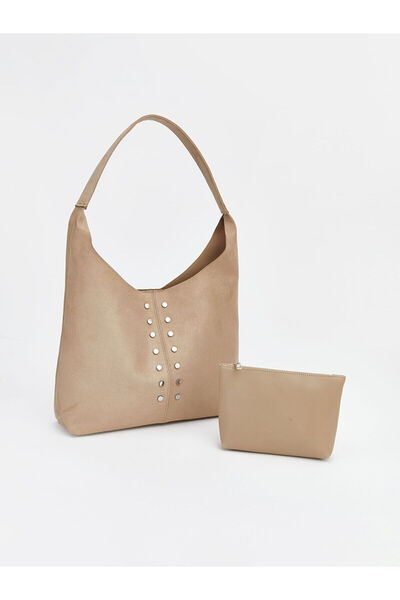 LC Waikiki Peak New Season Moka Trocley Suede Shoulder Bag and Wallet