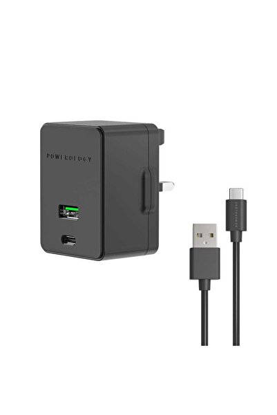 Powerology Dual Port Ultra-Quick PD Charger 36W With Type-C Cable 1.2M