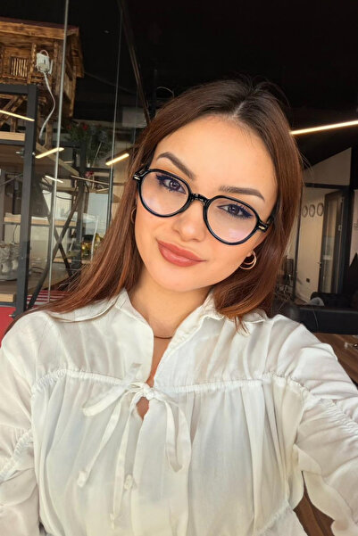 RMSMARKETİNG Transparent Glasses with Blue Light Protection and Black Frame