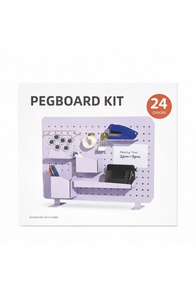 Office1 Pegboard Wall Desk Organizer Kit, 24 Pieces
