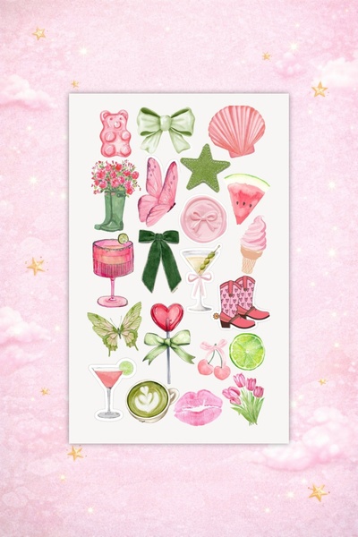 LABELOVE Pink Pony Sticker Seti | 90+ Tasarım | Pembe, Çilekli, Coquette Planner Etiketleri