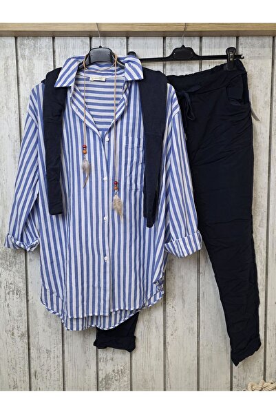 pudubutik Striped Shirt Blue