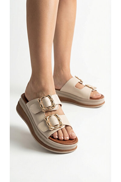 Limeo Квадратна дебела двойна златна катарама Детайлни високи токчета Удобни ...