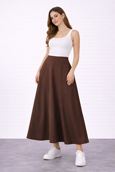 İDOL GİYİM Beli Elastic Waist Soft Textured A-Line Skirt