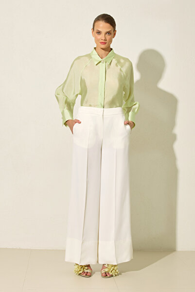 Setre Ecru Comfortable Cut Pants with Pocket and Leg Detailing