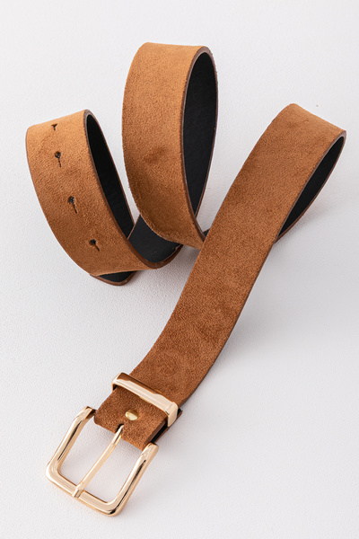 Pantastic Jeans 3.5 cm Suede Gold Color Buckle Women's Waist Belt