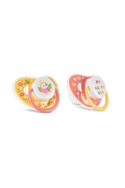 LORELLİ Set of 2 Lorelli pacifiers with lid, soft silicone, round nipple, 6 m...