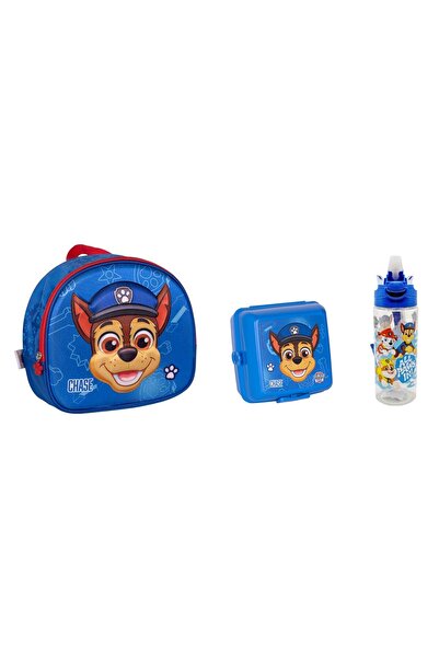 GENC DIJITAL BASKI Paw Patrol Chase Blue Lunchbox Set 3 Pieces