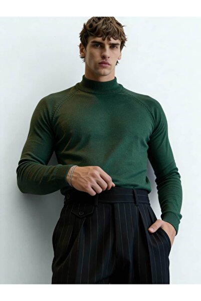 Atelier Old Money Atelier Slim Raglan Zümrüt Kazak FW5986