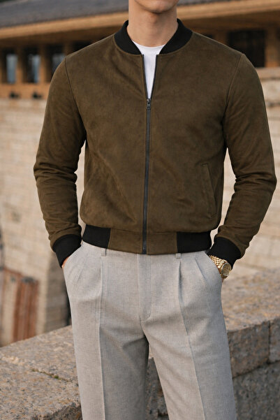 comstar Men's Smart Casual Khaki Nubuck Jacket