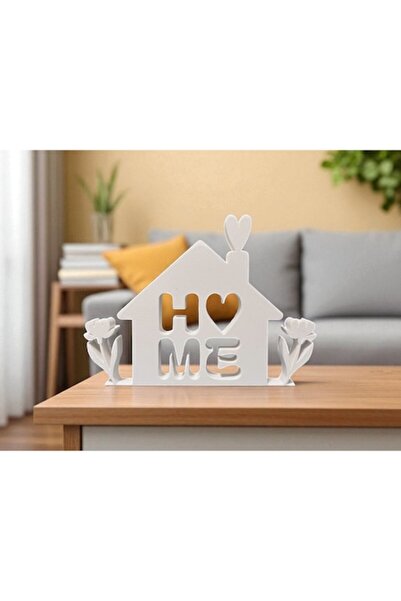 OEM Obiectul decorativ 3D „HOME House” – Design modern cu flori, culoare albă