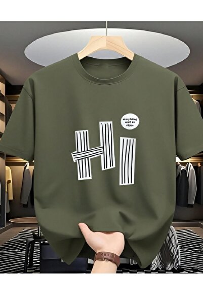 PENTHİLUS Hi Printed Men's Relaxed Fit T-Shirt - Men's Summer Cotton T-Shirt