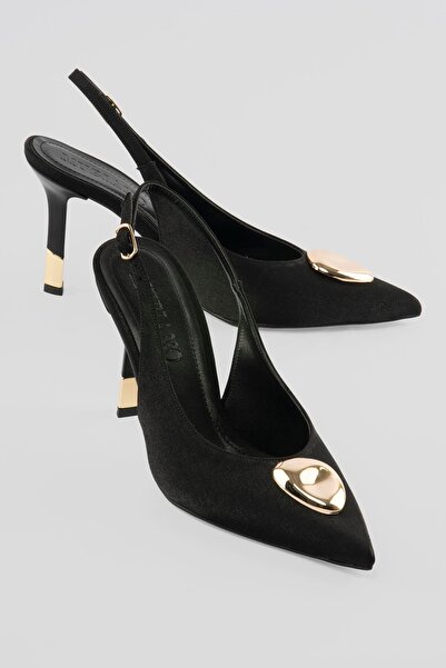 Mubiano Pantofi de damă din satin, cu toc stiletto, cu vârf ascuțit, cu detal...