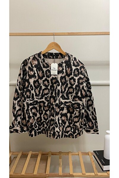 Via Boutique LEOPAR MEVSİMLİK TOK KALIP CEKET