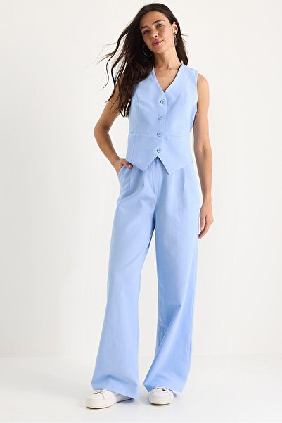 Hiccup LUCCI V-neck Vest thaj Wide Leg Pants Two-Piece Coord Set