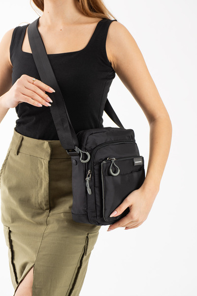 Sanmorris Waterproof Crinkle Fabric 5 Compartment Unisex Cross Shoulder Bag