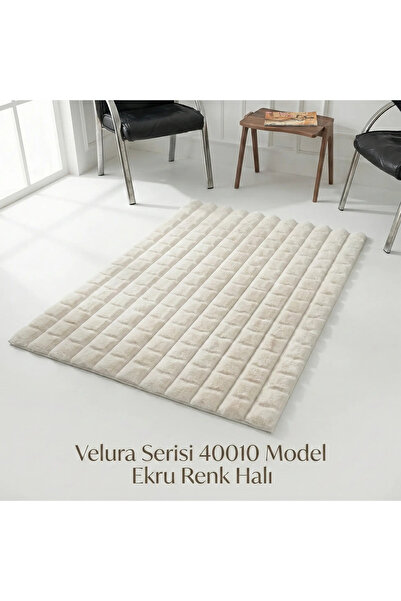 Sihirli Halı Velura Serisi 40010 Model Ekru Renk Düz Kesim Halı