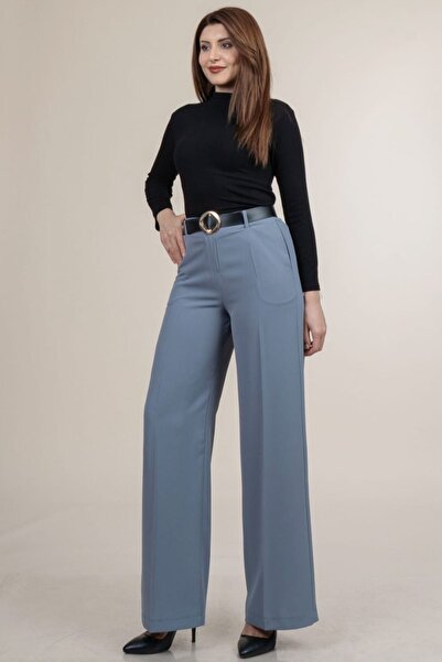 aura7 collection Women's Clothing Belt with Gold Buckle Detail Palazzo Fabric...