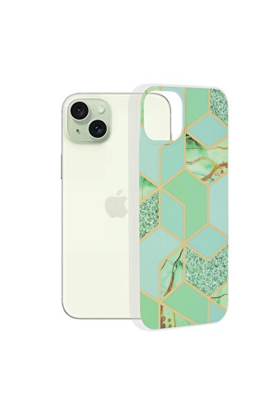 Techsuit iPhone 15 Plus Marble, Green Hex Case