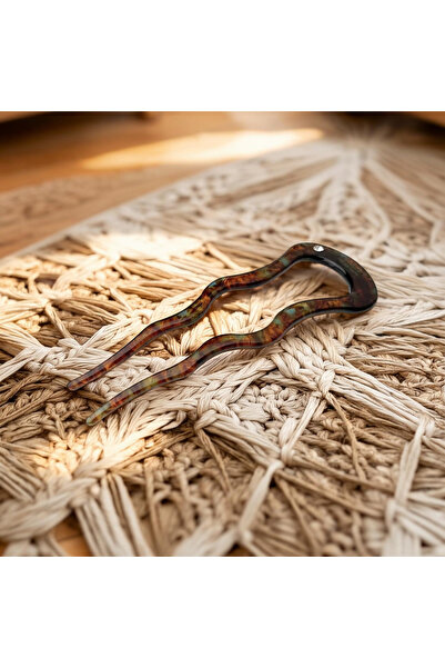 Xui France Handmade Style Taşlı Asetat Kemik Topuz /Dalgalı Topuz Tokası Kapl...