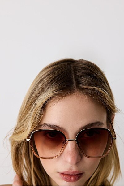 Stradivarius Büyük kare metal güneş gözlüğü