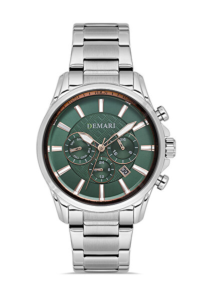 DEMARİ Men's Wristwatch Quartz Movement – Silver Steel Band, Blue Dial Dm-001...