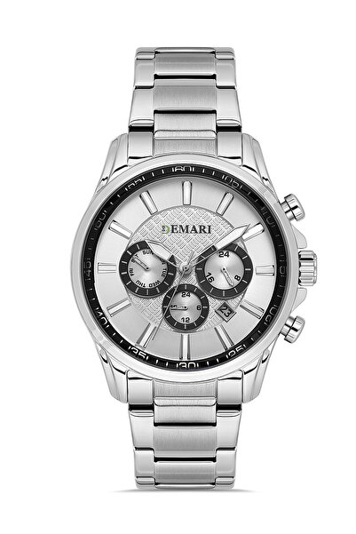 DEMARİ Men's Wristwatch Quartz Movement – Silver Steel Band, Silver & Black D...