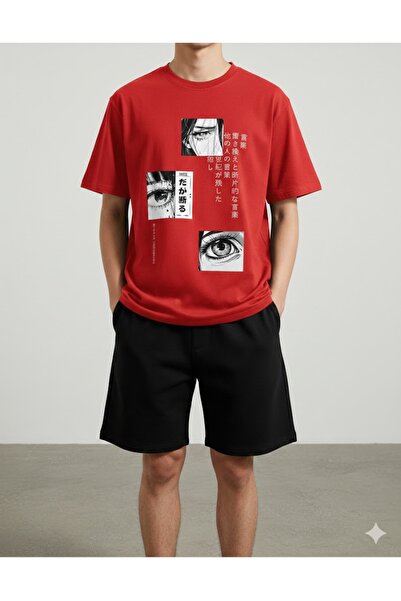 PENTHİLUS Anime Printed Top-Bottom Set - Men's T-Shirt and Shorts Two-Piece Set