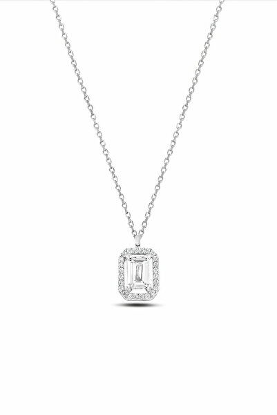 ÇEKİRDEK JEWELRY Baget Taşlı Sarı Altın Renkli Halo Kolye – Zarif ve Şık Tasarım