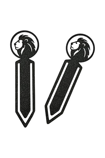 OEM Set of 2 Lion Bookmarks, Plastic, Black