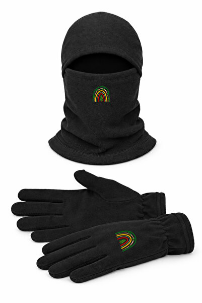 Omotasarım Yılbaşı Süsü Unisex Polar Uzun Eldiven Kar Maskesi Set