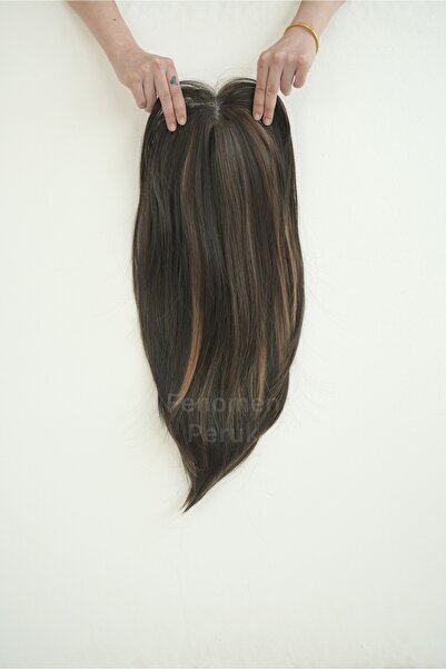 Fenomen Peruk Tül Tepelik Kahve Tonu Karamel Balyajlı Düz Vip Premium