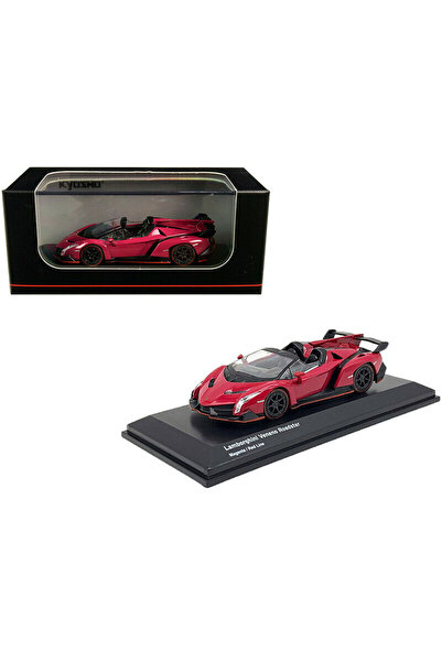 Kyosho Macheta auto Lamborghini Veneno Roadster, Magenta, 1:64