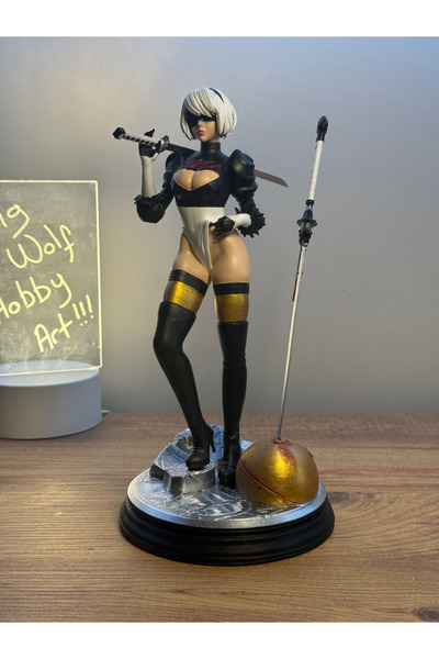 Pilovestik Nier Automata 2B Reçine Figürü, El Yapımı Koleksiyonluk Figür (22 CM)